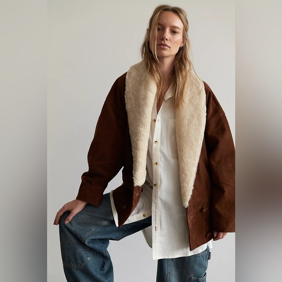 Free People Jackets & Blazers - Free People We The Free Bandana Shearling Jacket NWOT Sz M